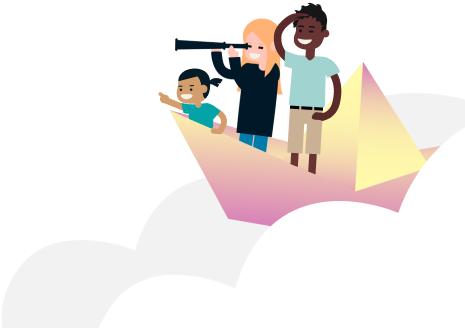 Clouds with a boat and children